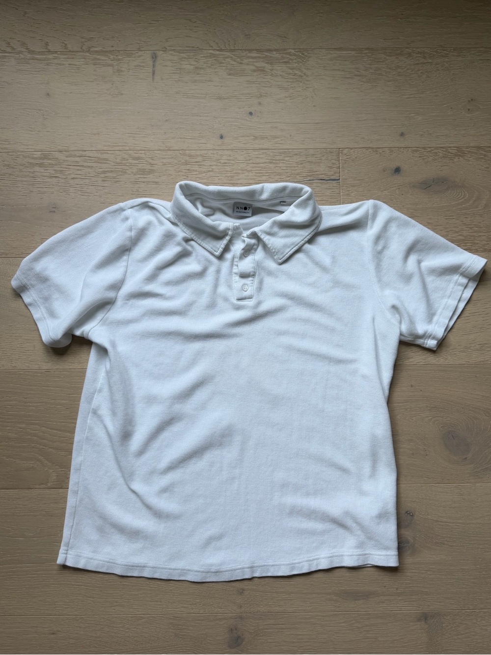 NN07 No Nationality Polo 03 White Pique Polo Shirt L